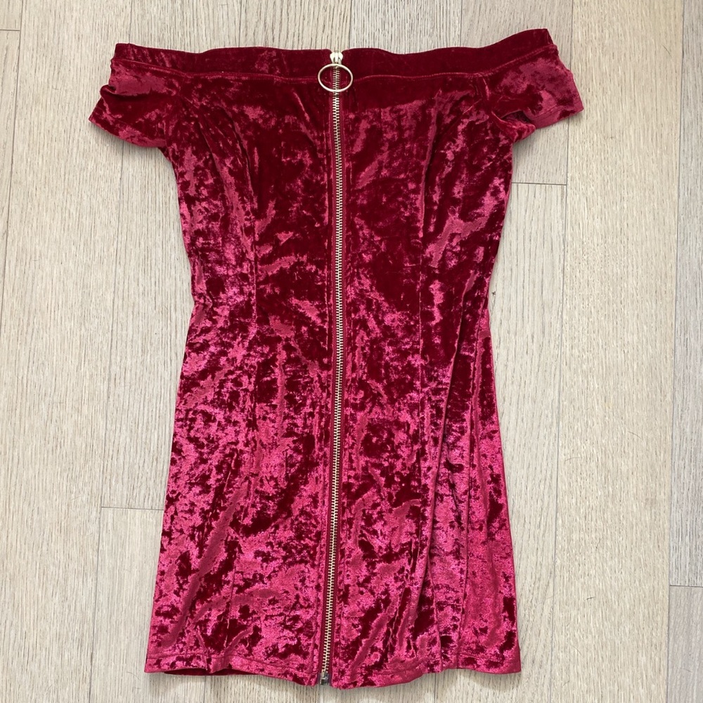 Fashion Nova Size M Red Velvet Dress
